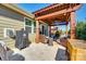 Inviting outdoor patio area with pergola, stylish furniture, an outdoor fireplace, and a built-in garden bed at 5316 Baker Ln, Clover, SC 29710