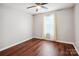 Empty bedroom features wood floors, a window, a ceiling fan and neutral paint at 544 Castlewood Cir, Rock Hill, SC 29730