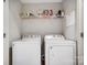 Bright laundry room equipped with washer, dryer, and shelving for storage at 582 Sixth Baxter Xing, Fort Mill, SC 29708