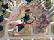 Aerial view highlighting the property's layout, landscaping, and surrounding neighborhood at 8822 Crape Myrtle Dr, Stanfield, NC 28163
