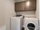 Laundry area with washer, dryer and storage cabinets at 8822 Crape Myrtle Dr, Stanfield, NC 28163