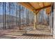 Covered deck overlooking the trees and lake, perfect for outdoor entertaining and enjoying nature views at 1547 Sunset Pointe Dr, Salisbury, NC 28146