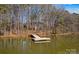 Lake view featuring a private dock surrounded by trees and a glimpse of the waterfront at 1547 Sunset Pointe Dr, Salisbury, NC 28146