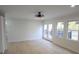 Bright living room with recessed lighting, flooring and glass doors leading to a backyard deck at 200 Hillcrest Ave, Hickory, NC 28601