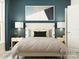 Stylish main bedroom with a decorative accent wall and elegant bedside lighting at 2811 Morning Song Way, Lancaster, SC 29720