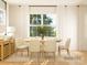 Cozy breakfast nook featuring a wooden table, upholstered chairs, a bright window and stylish decor at 2814 Morning Song Way, Lancaster, SC 29720