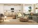 Open-concept living space featuring a sectional sofa, breakfast bar, and modern kitchen at 2814 Morning Song Way, Lancaster, SC 29720