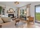 Cozy living room featuring a fireplace, wood floors, large windows and neutral tones at 5622 S Rocky River Rd, Monroe, NC 28112