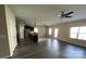Open floor plan showcases the seamless flow from the living area to the modern kitchen at 14331 Evening Flight Ln, Charlotte, NC 28262