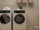Laundry room featuring modern washer and dryer units with shelving at 2810 Morning Song Way, Lancaster, SC 29720