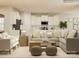 Open-concept living room with modern furniture, neutral decor, and a view to the kitchen at 2810 Morning Song Way, Lancaster, SC 29720
