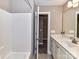 Bathroom featuring vanity with a white countertop and a tub/shower combination at 4130 Waterway Dr, Monroe, NC 28110