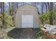 An exterior view of the outbuilding showing its simple design and double doors at 5902 Mt Holly Huntersville Rd, Charlotte, NC 28216