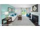 Comfortable living room with a fireplace, sliding glass doors, and stylish decor at 8043 Plymouth Rd, Sherrills Ford, NC 28673