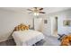 Cozy bedroom with white comforter, and an open doorway to the bathroom at 1426 Whitman Ct, York, SC 29745