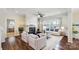 Staged living room featuring a fireplace, comfortable seating, and hardwood floors at 1426 Whitman Ct, York, SC 29745