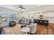 Bright living room with large windows, modern furniture, and an open view to the kitchen at 1426 Whitman Ct, York, SC 29745
