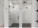 Modern shower with dual shower heads, glass enclosures, and stylish tile work at 16112 Terry Ln, Huntersville, NC 28078