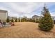 Expansive backyard featuring a lush green lawn, privacy trees, and seating area, perfect for outdoor enjoyment at 173 Glastonbury Dr, Mooresville, NC 28115