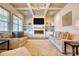 Spacious living room featuring a fireplace, built-in shelves, and coffered ceilings at 1013 Oakmont Dr, Rock Hill, SC 29732