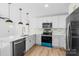 Modern kitchen boasts stainless steel appliances, white cabinets, and sleek countertops at 1324 Southampton St, Shelby, NC 28152