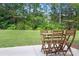 Relaxing outdoor patio with a charming wooden table and chairs at 13529 Browhill Ln, Charlotte, NC 28278