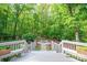 Serene backyard featuring lush greenery, a firepit, and a peaceful ambiance for outdoor relaxation at 13822 Tributary Ct, Davidson, NC 28036