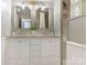 Bright bathroom with dual sinks, stylish mirror, and ample cabinet space at 2028 Scott Ave, Charlotte, NC 28203