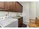 Well-equipped laundry room with modern washer and dryer, sink, granite countertop, and plenty of storage at 4321 Rolling Acres Rd, Charlotte, NC 28213