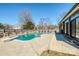 Backyard featuring a private pool, lounge chairs, and lush landscaping at 5000 Tulip Ln, Matthews, NC 28104