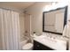 Bathroom showcasing a shower, tub, vanity, and contemporary design at 7001 Conifer Cir, Indian Trail, NC 28079