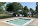 A fenced in hot tub with an umbrella table and chairs at 7001 Conifer Cir, Indian Trail, NC 28079