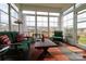 Bright sunroom with large windows, comfortable seating, and views of the surrounding landscape at 822 Wisteria Way, Salisbury, NC 28146