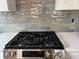 Modern kitchen featuring stainless steel gas range, stylish backsplash, and quartz countertops at 140 First St, Huntersville, NC 28078