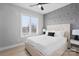 Stylish bedroom featuring zebra wallpaper accent wall, natural light and contemporary decor at 206 Freeland Ln, Charlotte, NC 28217