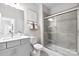 Modern bathroom featuring a glass-enclosed shower, neutral paint, white vanity, and white commode at 2227 Indigo Branch Rd, Indian Land, SC 29707