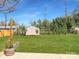 Green backyard features a shed for extra storage, nestled among mature trees and a well-maintained lawn at 4201 Winedale Ln, Charlotte, NC 28205