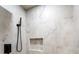 Walk-in shower featuring floor-to-ceiling marble tile and a rainfall shower head at 719 Washington St, Cramerton, NC 28032