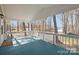 Relaxing covered porch provides shade with scenic wooded view, perfect for unwinding at 140 Sanford Ln, Badin Lake, NC 28127