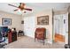 Office space with a desk, wooden dresser, carpet flooring, and ceiling fan at 162 Pecan Hills Dr, Mooresville, NC 28115