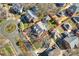 Aerial shot of a suburban neighborhood highlighting the property's location within a cul-de-sac at 7704 Sharpthorne Pl, Charlotte, NC 28270