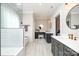Bathroom featuring double sinks, and walk-in shower with tile surround at 9260 Ahavah Ln, Indian Trail, NC 28079