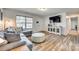 Cozy living room with hardwood style floors, white trim and neutral paint colors at 1076 Westminster Dr, Lancaster, SC 29720