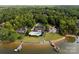 Stunning aerial view of lakeside estate with pool, manicured lawns, and private boat docks at 249 Blue Heron Dr, Rock Hill, SC 29732