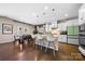 Contemporary kitchen with island seating, stainless appliances, and a view of the dining area at 2914 Hiddenbrook Way, Indian Land, SC 29707