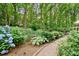 Lush backyard with mature trees and manicured landscaping at 329 N Oakwood Dr, Statesville, NC 28677