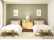 Bright bedroom with two beds, coordinated decor, and a soft, neutral color palette at 4116 Camden Glen Rd, Lancaster, SC 29720