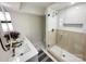 Modern bathroom featuring a glass shower, sleek vanity, and stylish fixtures at 5057 Murrayhill Rd, Charlotte, NC 28210