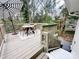 Wooden deck featuring an outdoor dining set with an umbrella providing ample shade and comfort at 5057 Murrayhill Rd, Charlotte, NC 28210