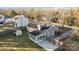 Aerial view showcasing the home's sunroom, shed, and expansive, fenced backyard, offering privacy at 11501 Candlelight Ct, Charlotte, NC 28226